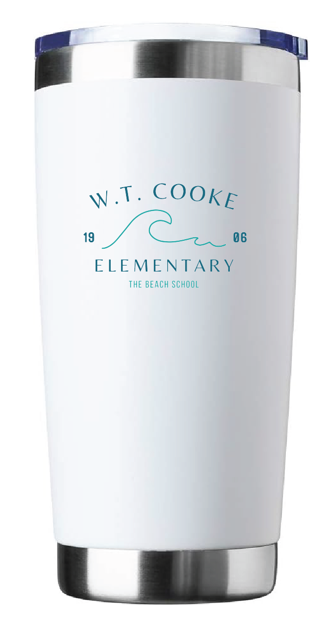 20oz Stainless Steel Tumbler / White / Cooke Elementary School Staff