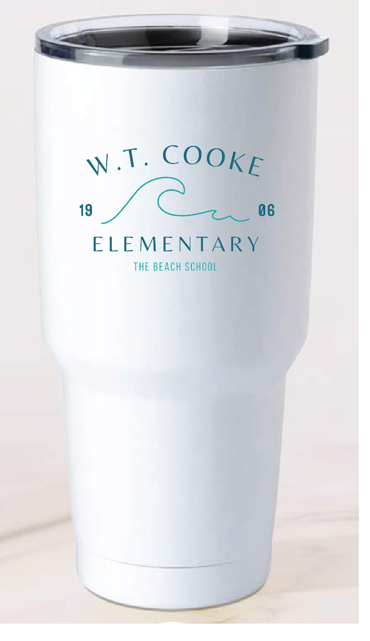 30oz Stainless Steel Tumbler / White / Cooke Elementary School Staff