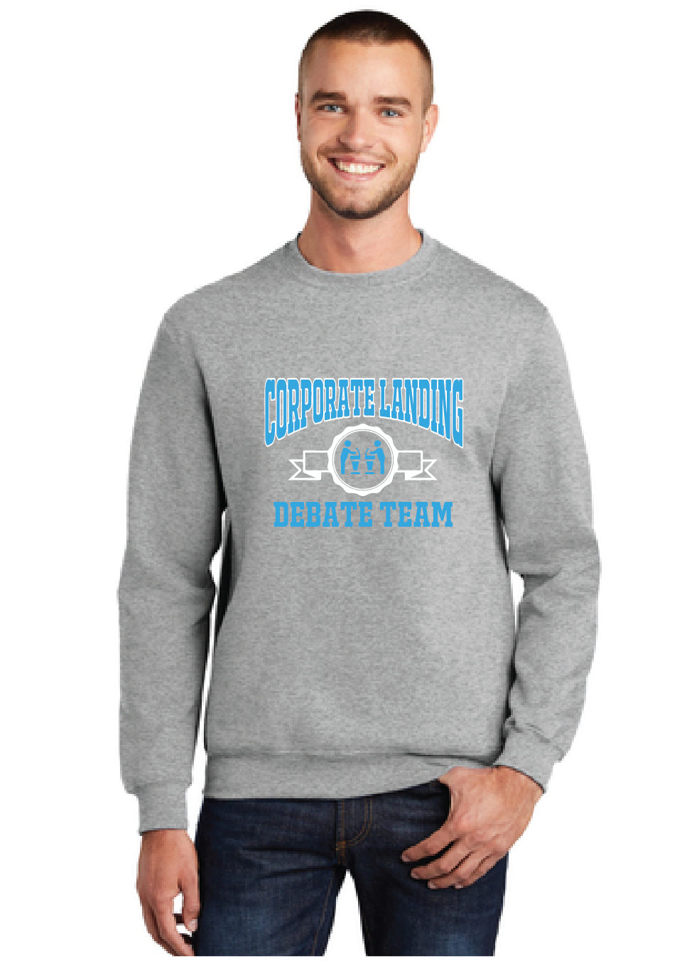 Fleece Crewneck Sweatshirt / Athletic Heather / Corporate Landing Middle School Debate