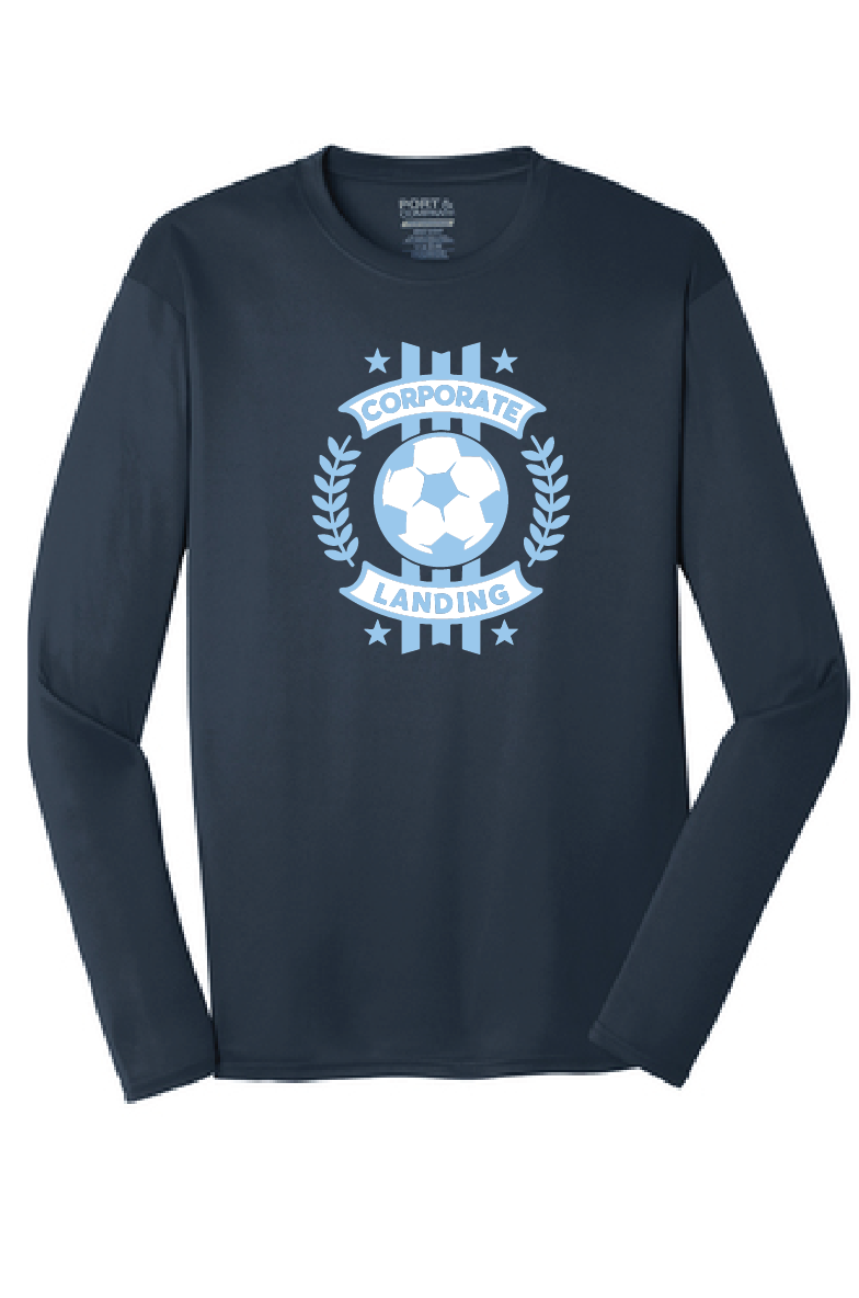 Long Sleeve Performance Tee / Navy / Corporate Landing Middle School Boys Soccer