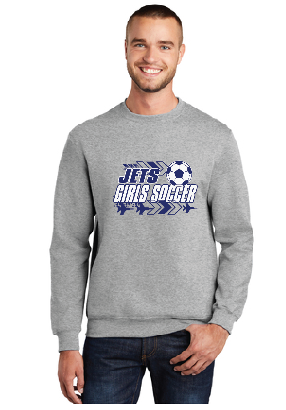 Fleece Crewneck Sweatshirt / Athletic Heather / Corporate Landing Middle School Girls Soccer