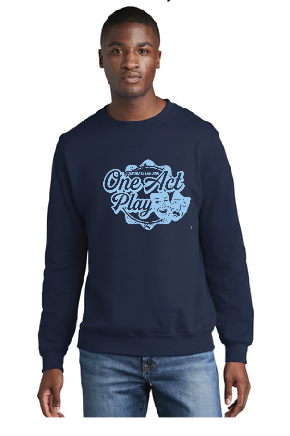 Core Fleece Crewneck Sweatshirt / Navy / Corporate Landing Middle School One Act Play
