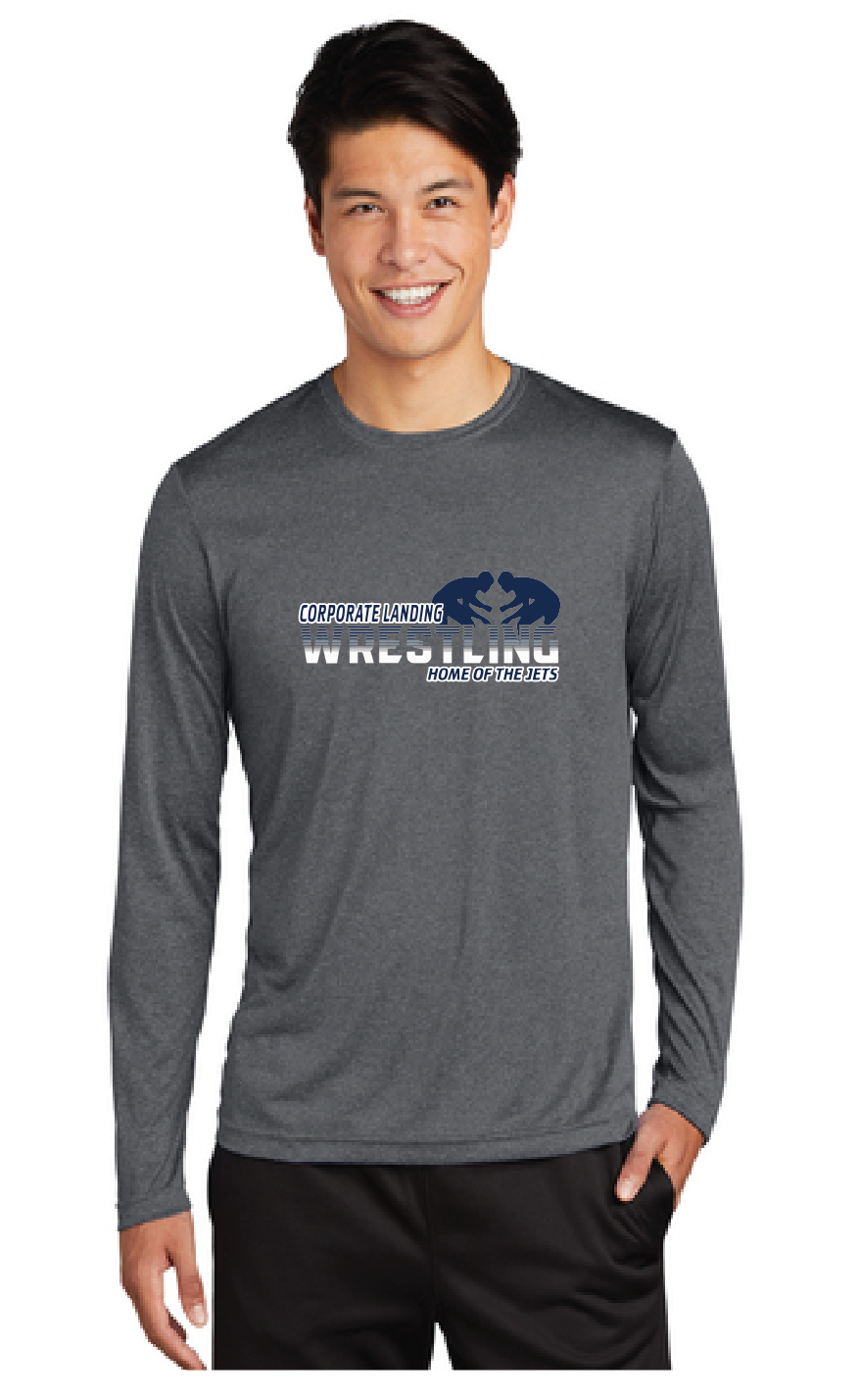 Long Sleeve Heather Contender Tee / Graphite / Corporate Landing Middle School Wrestling