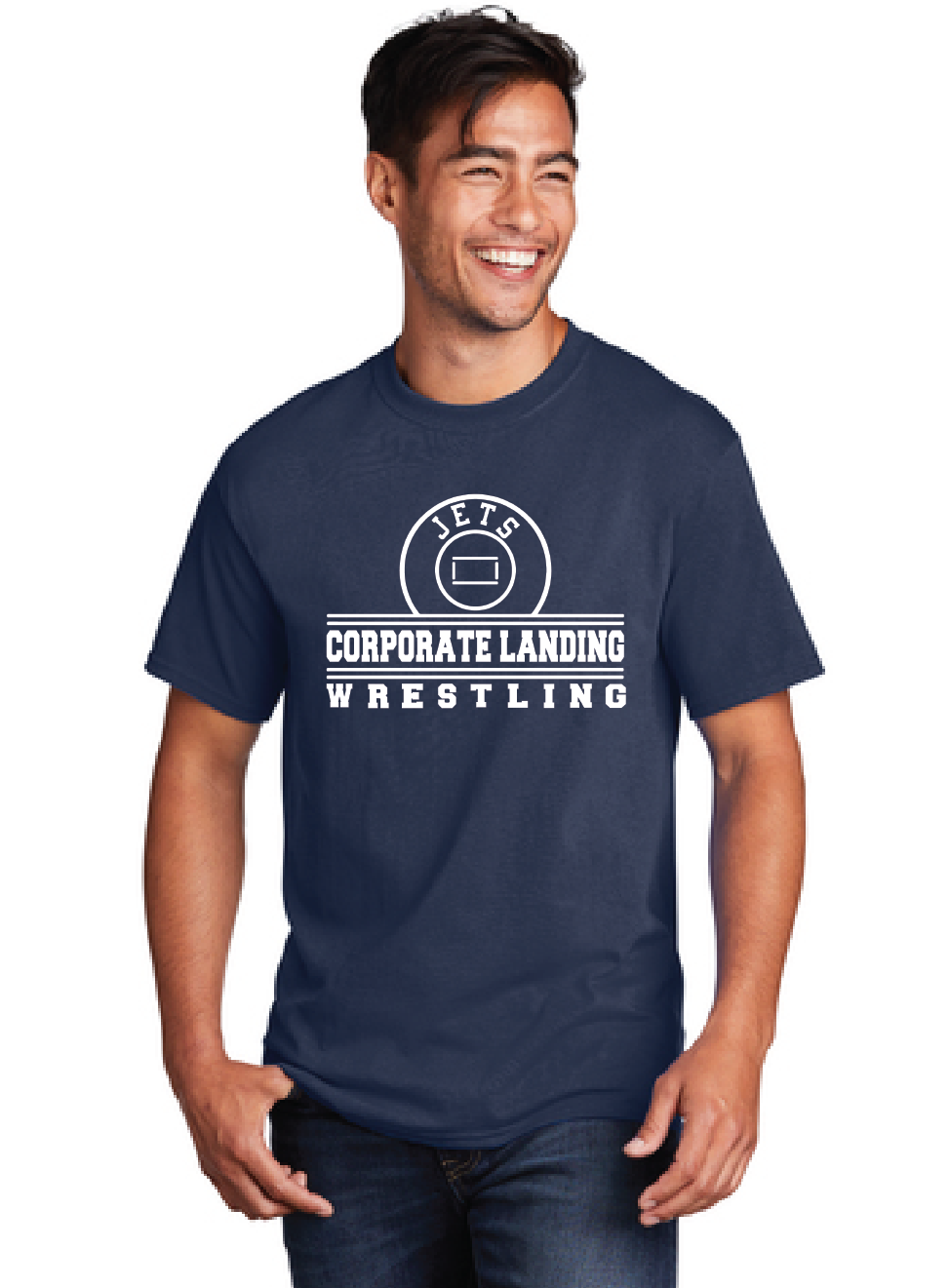 Core Cotton Tee / Navy / Corporate Landing Middle School Wrestling