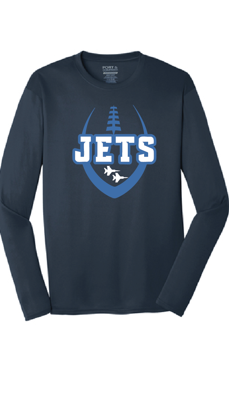 Long Sleeve Performance Tee / Navy / Corporate Landing Middle School Football