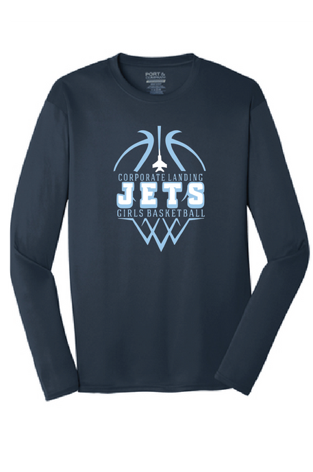 Long Sleeve Performance Tee / Navy / Corporate Landing Middle School Girls Basketball