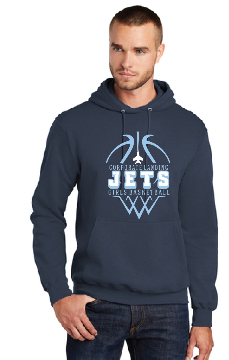 Fleece Pullover Hooded Sweatshirt / Navy / Corporate Landing Middle School Girls Basketball