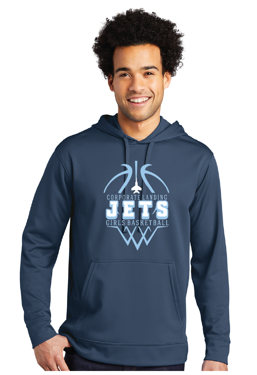 Performance Fleece Hooded Sweatshirt / Navy / Corporate Landing Middle School Girls Basketball