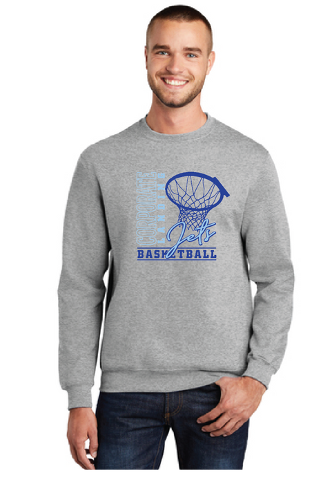 Fleece Crewneck Sweatshirt / Athletic Heather / Corporate Landing Middle School Boys Basketball