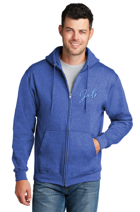 Fleece Full-Zip Hooded Sweatshirt / Heather Royal / Corporate Landing Middle School Boys Basketball