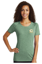 Ladies Tri-Blend Wicking Raglan Tee / Forest Green Heather / Cox High School Water Polo