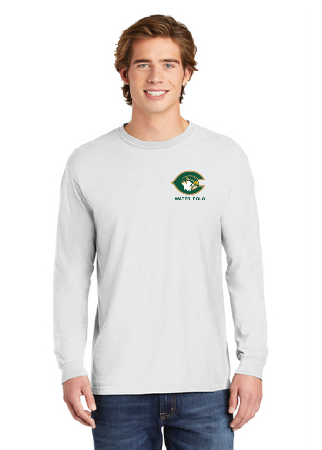 Heavyweight Ring Spun Long Sleeve Tee / White / Cox High School Water Polo