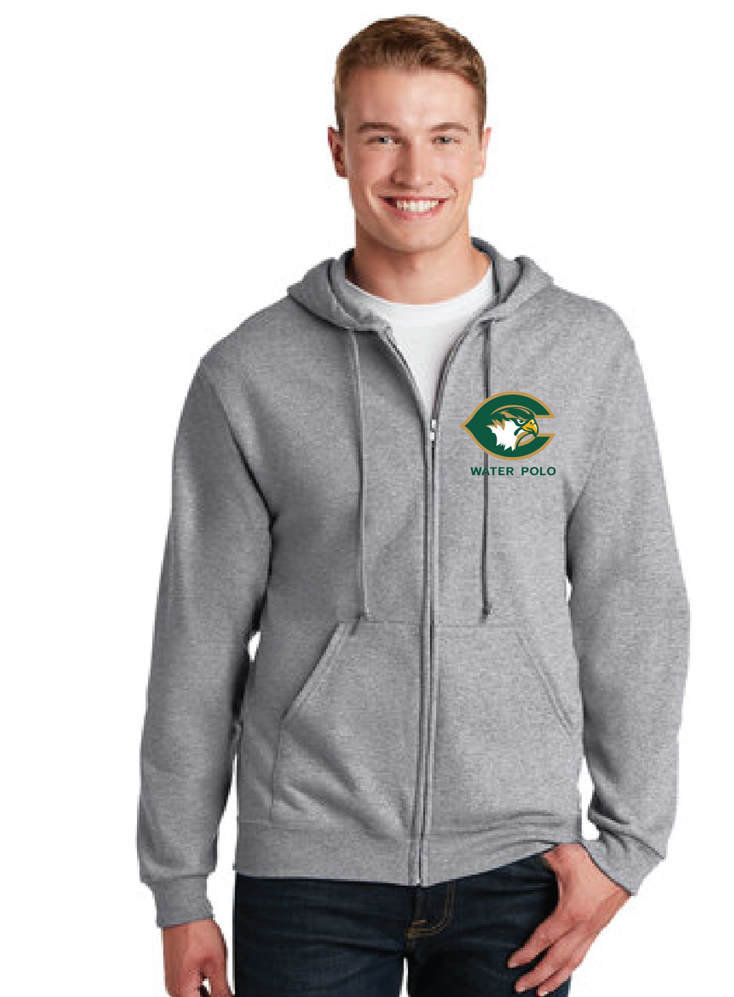 Full-Zip Hooded Sweatshirt / Athletic Heather / Cox High School Water Polo