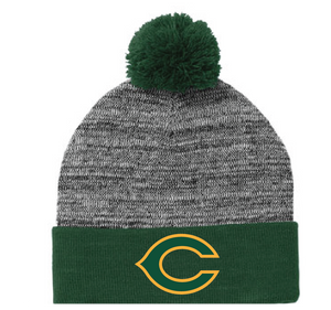 Heather Pom Pom Beanie / Forest Green/ Grey Heather / Cox High School Water Polo