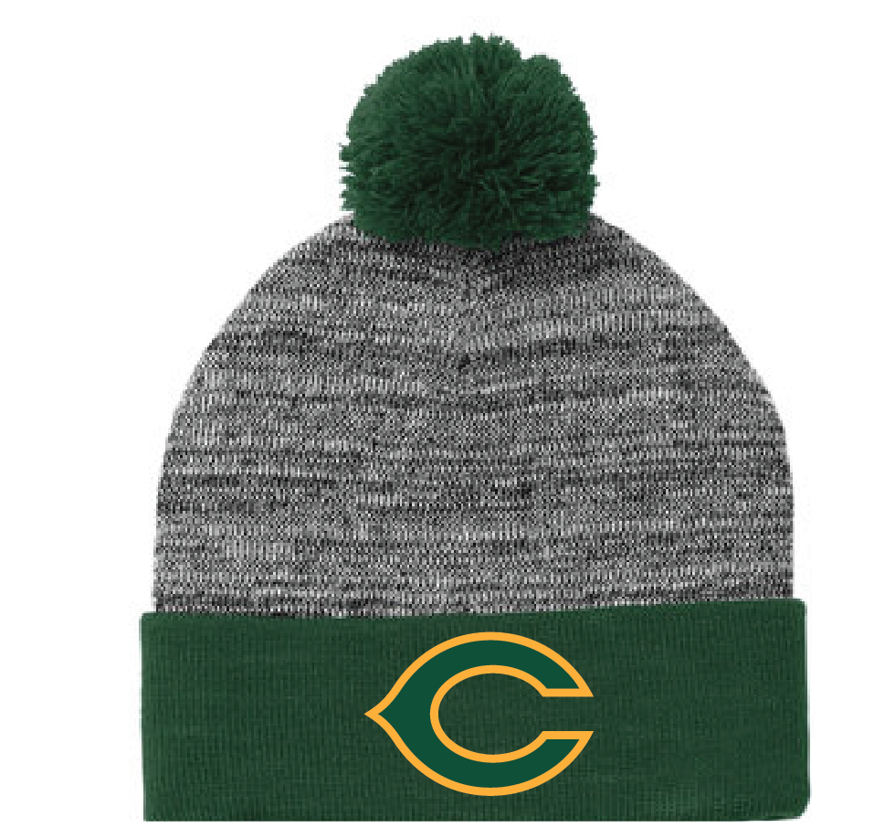 Heather Pom Pom Beanie / Forest Green/ Grey Heather / Cox High School Water Polo