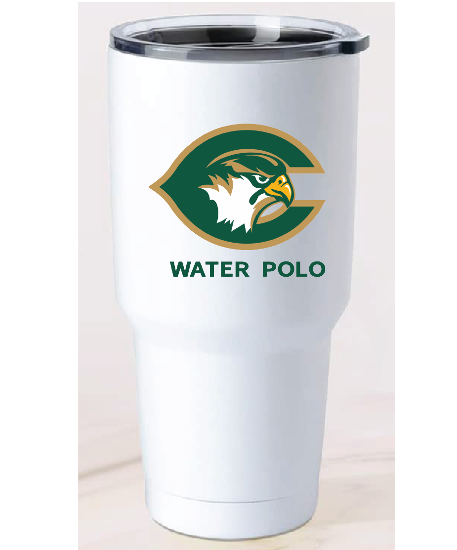 30oz Stainless Steel Tumbler / White / Cox High School Water Polo