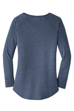 Ladies PosiCharge Long Sleeve Tri-Blend Scoop Neck Raglan Tee / Navy Frost / First Colonial High School Lacrosse