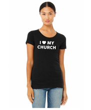 Women's Triblend Jersey Tee / Black Heather Triblend / Essential Church