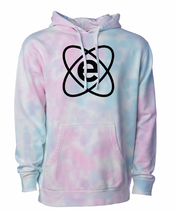 Midweight Tie-Dyed Hooded Sweatshirt - Black imprint / Cotton Candy / Essential Church