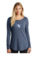 Ladies PosiCharge Long Sleeve Tri-Blend Scoop Neck Raglan Tee / Navy Frost / First Colonial High School Lacrosse