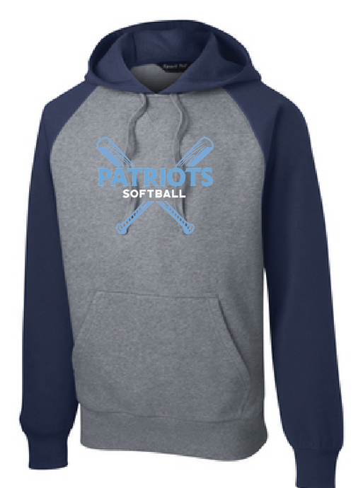 Raglan Colorblock Pullover Hooded Sweatshirt / True Navy/ Vintage Heather / First Colonial High School Softball
