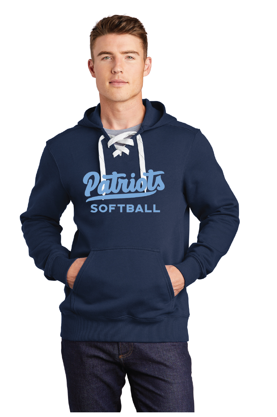 Lace Up Pullover Hooded Sweatshirt / Navy / First Colonial High School Softball