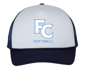 Foam Mesh-Back Trucker Cap / White/Navy / First Colonial High School Softball