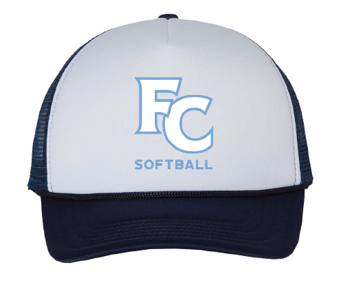 Foam Mesh-Back Trucker Cap / White/Navy / First Colonial High School Softball