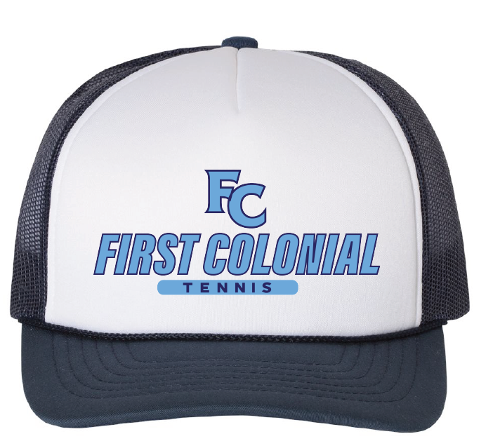 Foam Trucker Cap / White/Navy / First Colonial High School Tennis