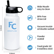 32 oz Double Wall Stainless Steel Water Bottle  / White / First Colonial High School Wrestling