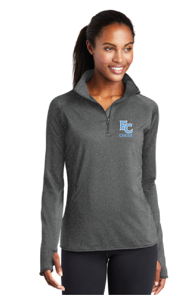 Ladies Stretch 1/2-Zip Pullover / Charcoal Grey Heather / First Colonial High School Cheerleading