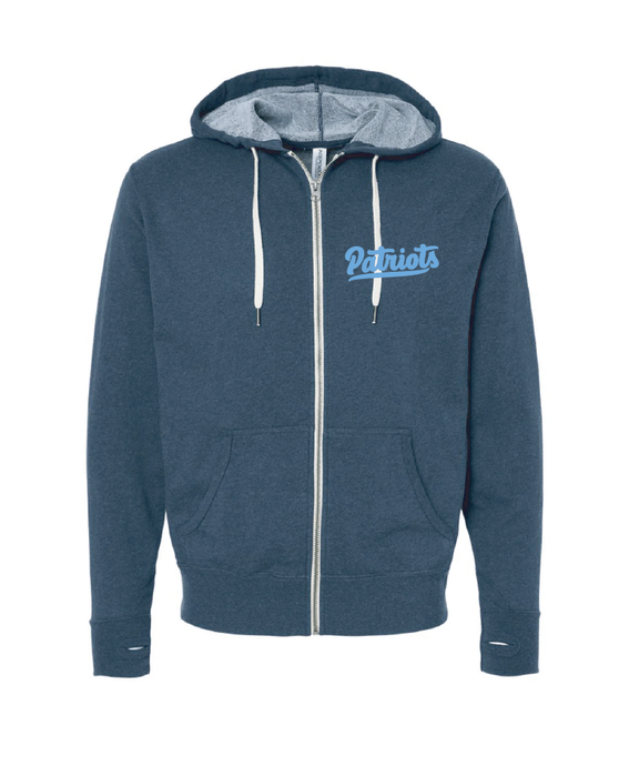 Heathered French Terry Full-Zip Hooded Sweatshirt / Navy / First Colonial Field Hockey