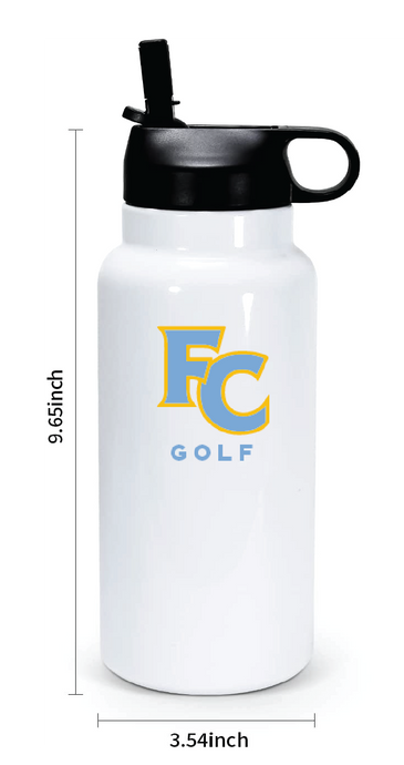 30oz Stainless Steel Water Bottle / White / First Colonial High School Golf