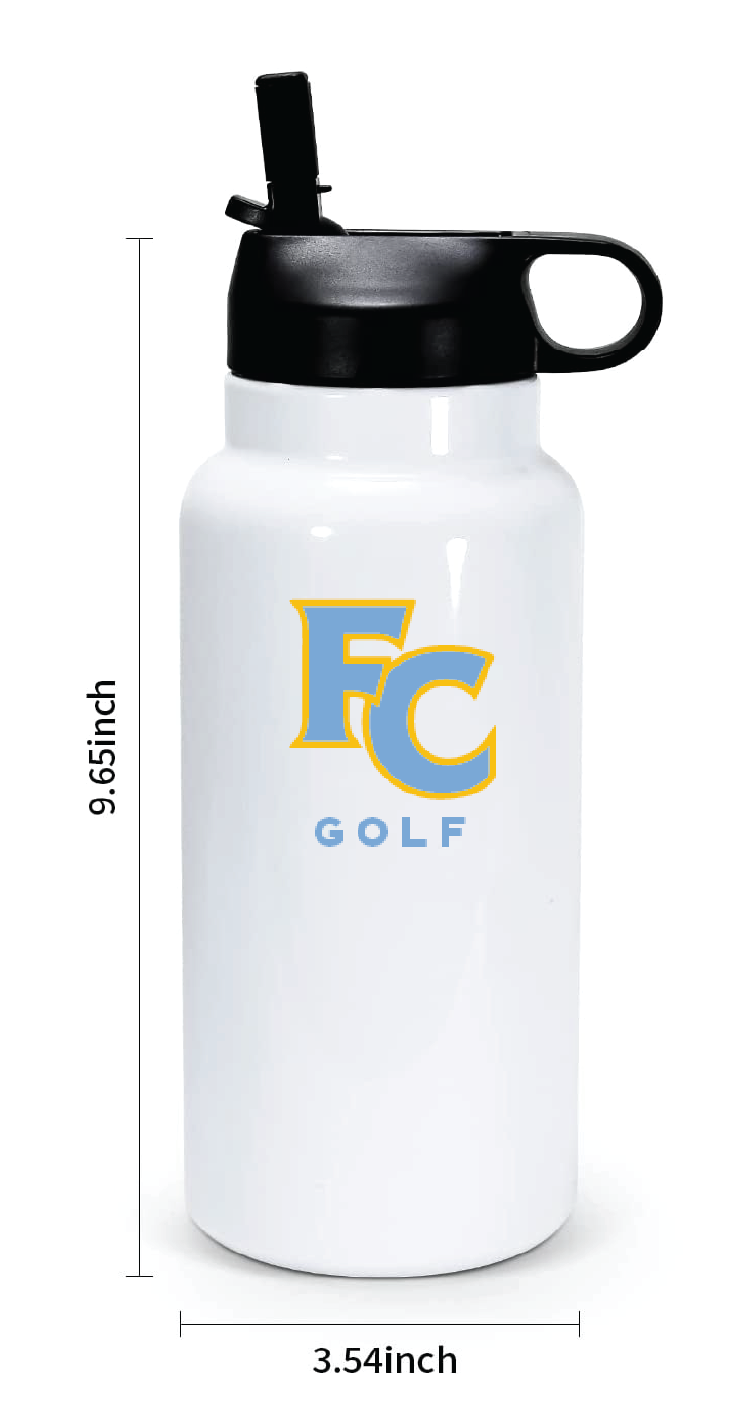 30oz Stainless Steel Water Bottle / White / First Colonial High School Golf