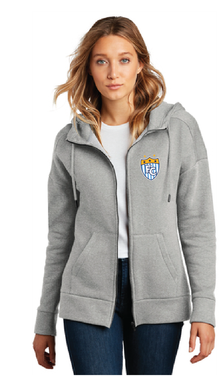 Women’s Fleece Drop Shoulder Full-Zip Hoodie / Heathered Steel / First Colonial High School Girls Soccer