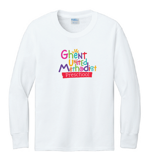 Long Sleeve Core Cotton Tee (Youth & Adult) / White / Ghent United Methodist Preschool