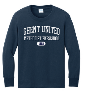 Long Sleeve Core Cotton Tee (Youth & Adult) / Navy / Ghent United Methodist Preschool