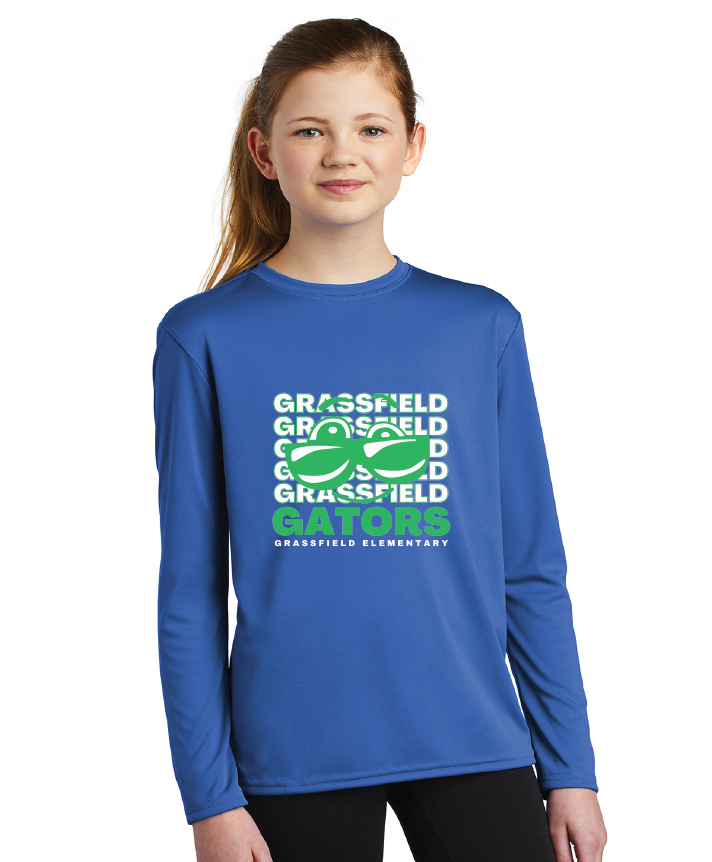 Long Sleeve Performance Tee (Youth & Adult) / Royal / Grassfield Elementary School