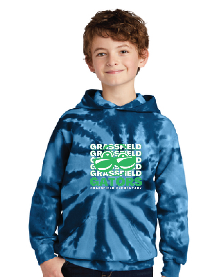 Tie-Dye Pullover Hooded Sweatshirt (Youth & Adult) / Navy / Grassfield Elementary School