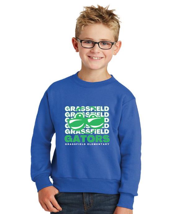 Core Fleece Crewneck Sweatshirt (Youth & Adult) / Royal / Grassfield Elementary School
