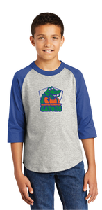 Youth Colorblock Raglan Jersey / Heather Grey & Royal  / Grassfield Elementary School