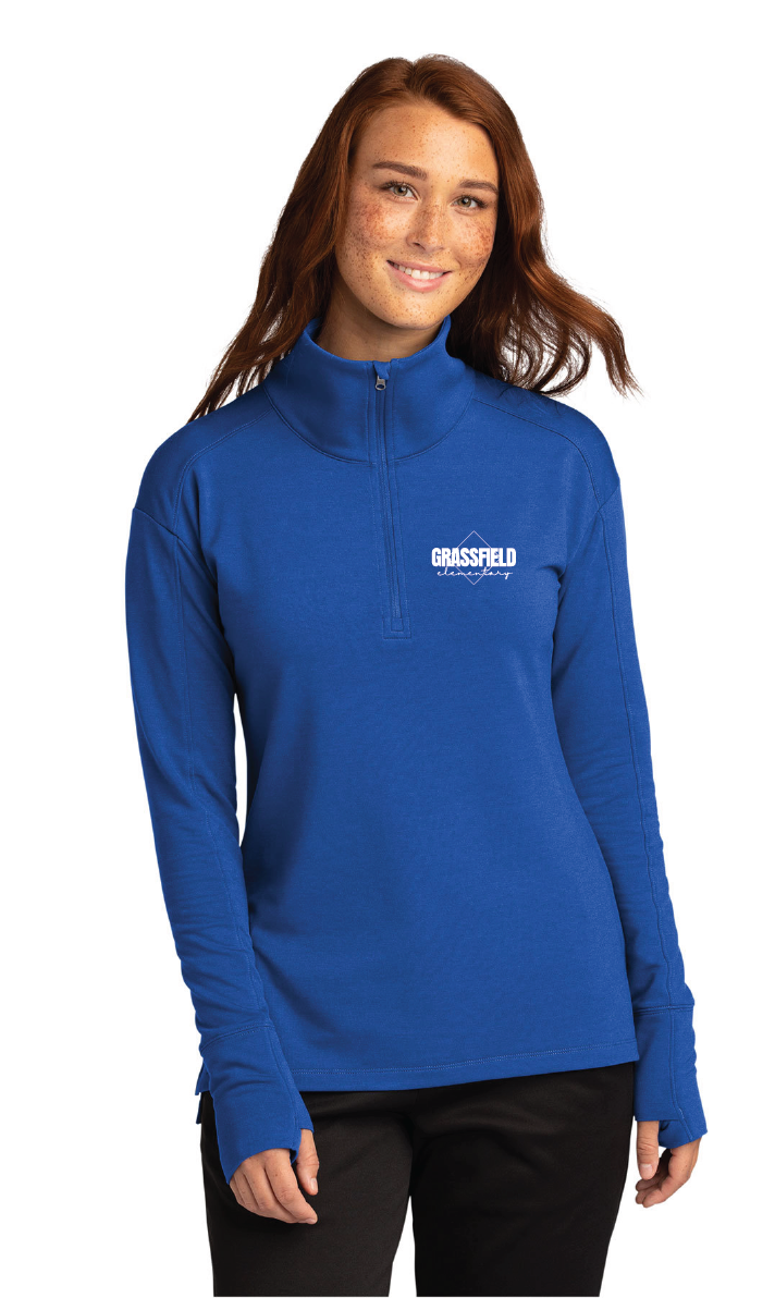 Ladies Flex Fleece 1/4-Zip / Royal / Grassfield Elementary School Staff