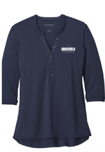 Ladies UV Choice Pique Henley / Navy / Grassfield Elementary School Staff