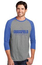 Perfect Tri 3/4-Sleeve Raglan / Royal Frost / Grassfield Elementary School Staff