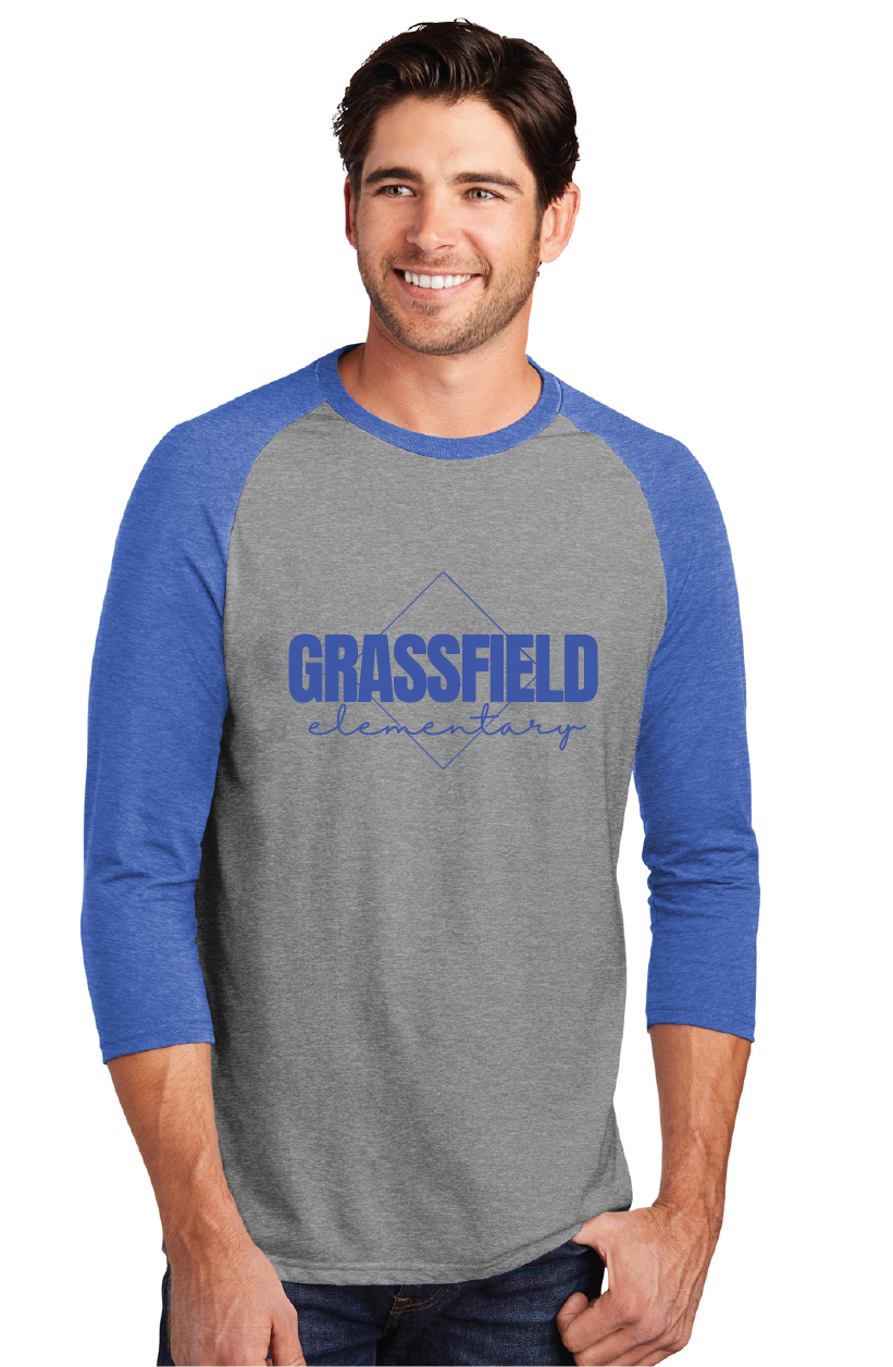 Perfect Tri 3/4-Sleeve Raglan / Royal Frost / Grassfield Elementary School Staff