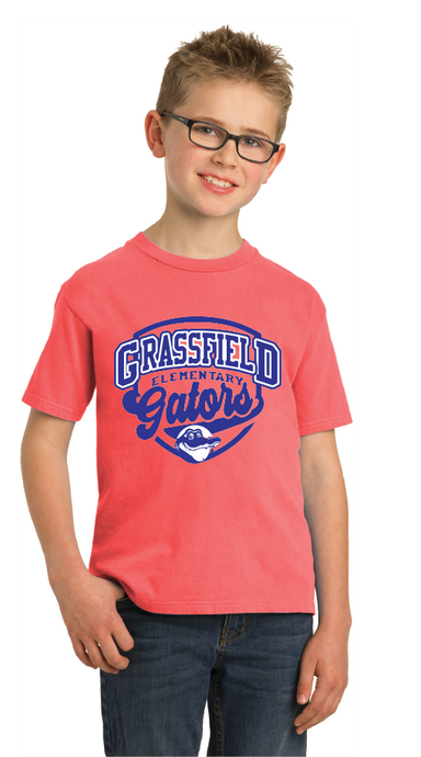 Garment-Dyed Tee (Youth & Adult) / Neon Coral / Grassfield Elementary School