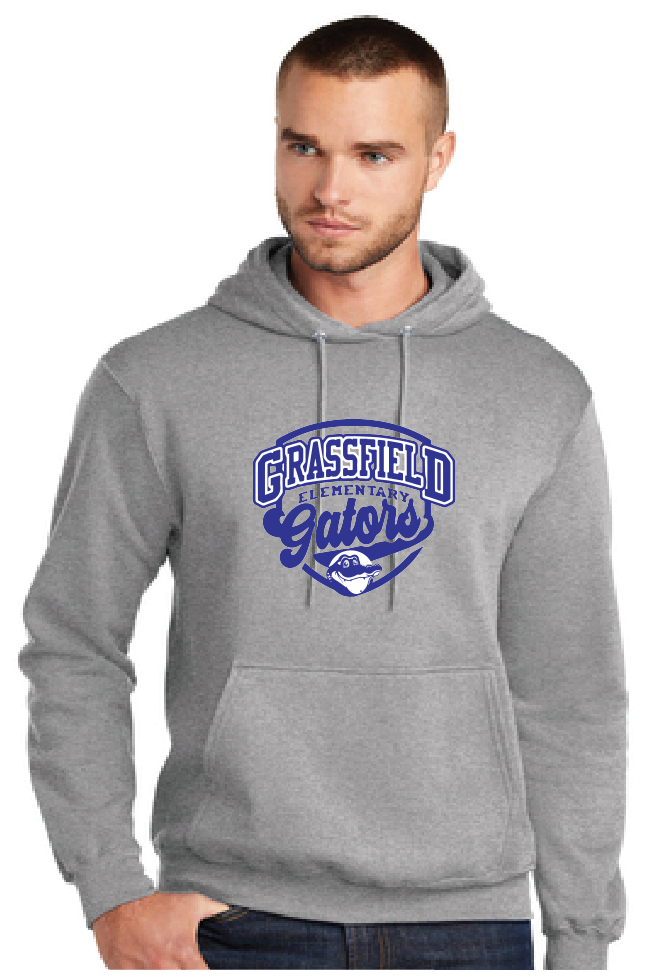 Core Fleece Pullover Hooded Sweatshirt (Youth & Adult) / Athletic Heather / Grassfield Elementary School