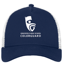 Snapback Trucker Cap / Deep Navy/ White / Grassfield High School Band / Colorguard