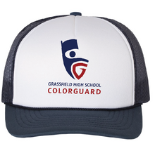Foam Trucker Cap / White/Navy / Grassfield High School Band / Colorguard