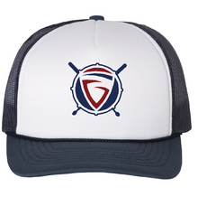 Foam Trucker Cap / White/Navy / Grassfield High School Band / Percussion